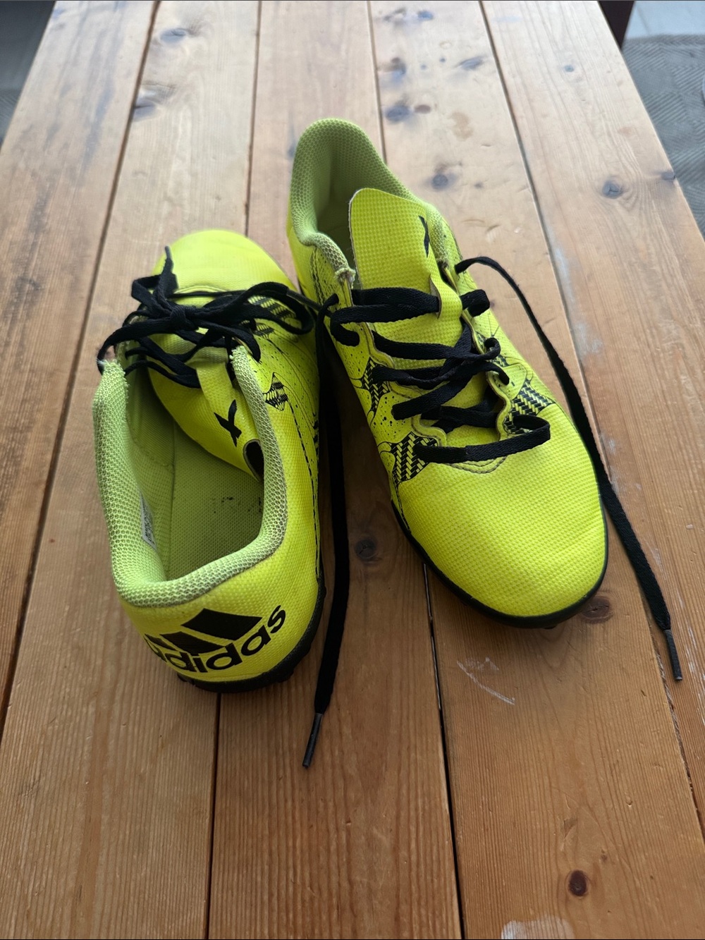 Adidas Kids Neon Yellow indoor soccer Lace-Up cleats